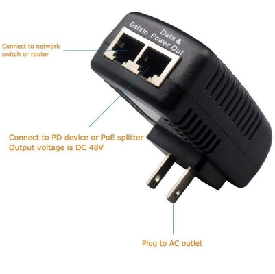 48V 0.5A enchufe de pared POE inyector Ethernet adaptador para teléfono IP / CCTV IP fuente de alimentación de la cámara EE.UU. UE Reino Unido AU
