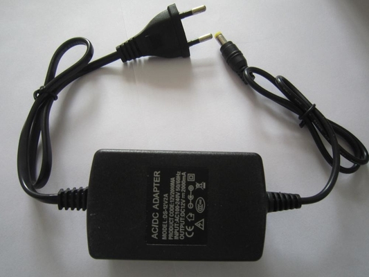 Adaptador de alimentación de escritorio de 24W 24V 1A 12V 2A AC/DC con voltaje de salida en negro 24VDC