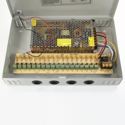 Caja de alimentación de canal 12V 20A DC 18CH para salida de vigilancia de seguridad de cámaras de circuito cerrado