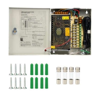 Caja de alimentación compacta de 12v 10a 9 canales para cámaras de circuito cerrado de salida de frecuencia 50/60Hz