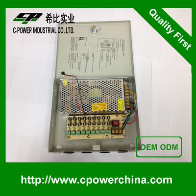 Corriente de salida 10A Cámara de seguridad de CCTV Caja de suministro de energía Distribución 12V 9CH 18CH puertos