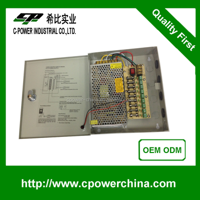 Corriente de salida 10A Cámara de seguridad de CCTV Caja de suministro de energía Distribución 12V 9CH 18CH puertos