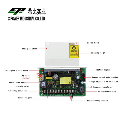 Control de acceso a la puerta UPS DC 12V 5A Fuente de alimentación para un funcionamiento ininterrumpido