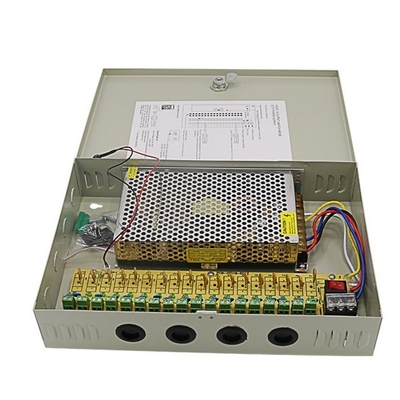 C-Power 2KG PTC Fuse 18CH Cámara de seguridad Caja de suministro de energía DC 12V 20A para DVR CCTV