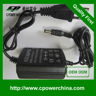 Adaptador de corriente de 12V 1.2A 12W AC DC con corriente de salida de 1200ma y certificado CE