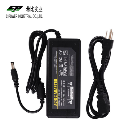 Eficiencia 88% 24VDC 72W 24V 3A AC DC fuente de alimentación de escritorio para su satisfacción