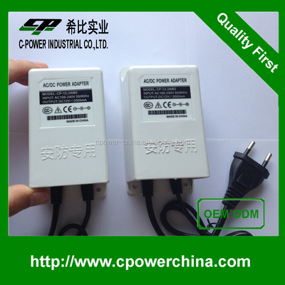 12V Adaptador de corriente continua Corriente de salida 2000mA Certificado CE Blanco para actividades al aire libre