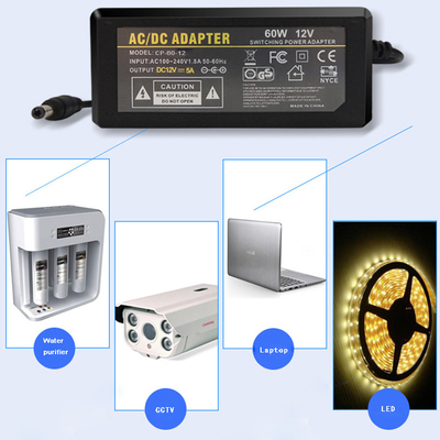 Mejor opción Fuente de alimentación AC DC de 60W con 220V Voltado de entrada 12V 3A/4A 24V 2A/3A 12V 5A