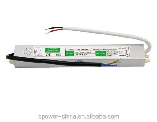 30W DC 24V 12V LED conductor de banda blanca módulo de transformador IP67 adaptador de fuente de alimentación impermeable