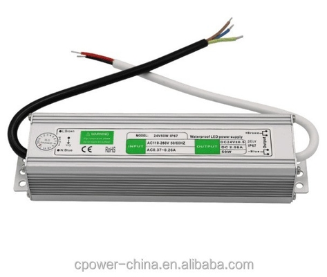 Plata Blanco 24v DC Inodoro Electrónico 50W Conductor LED 100w 25w Transformador de fuente de alimentación IP67