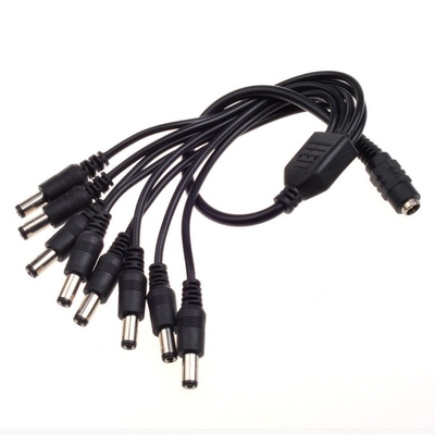 1 cable de separación masculino a 8 cables de separación femeninos para cámaras de CCTV de 5,5 mm/2,1 mm