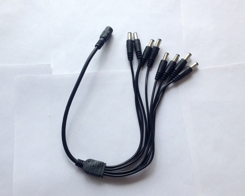 1 cable de separación masculino a 8 cables de separación femeninos para cámaras de CCTV de 5,5 mm/2,1 mm