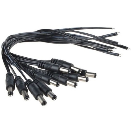12V DC Power Pigtail Hombre 5.5*2.1mm Cable Plug Wire para cámara de circuito cerrado en color negro