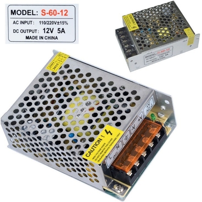 Tipo de salida única AC110V/220V DC 5V 12A 12V 5A 24V 3A Fuente de alimentación con una eficiencia del 88%