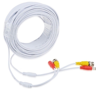 DVR CCTV de vigilancia de alambre blanco BNC Video cable de alimentación con conector macho coaxial BNC