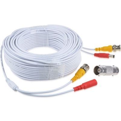 DVR CCTV de vigilancia de alambre blanco BNC Video cable de alimentación con conector macho coaxial BNC
