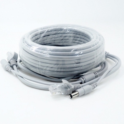 Cable de dos en uno para Ethernet de extensión de CCTV RJ45 y NVR de potencia DC 12V en color gris