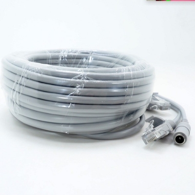 Cable de dos en uno para Ethernet de extensión de CCTV RJ45 y NVR de potencia DC 12V en color gris