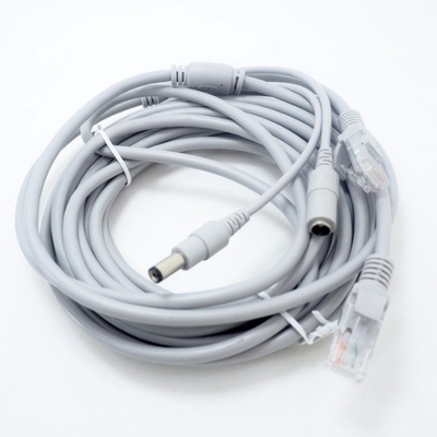 Cable de dos en uno para Ethernet de extensión de CCTV RJ45 y NVR de potencia DC 12V en color gris