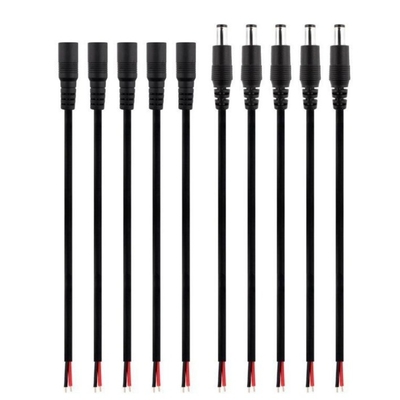 Cable de cola de lechón con conector de conector masculino femenino de 2.1 mm x 5.5 mm