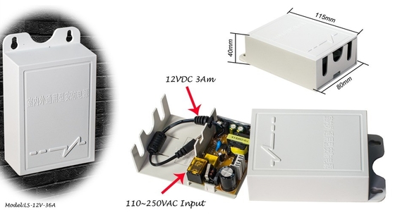 Adaptador de energía impermeable de voltaje de entrada AC100-240V para CCTV Tipo de salida de energía C único