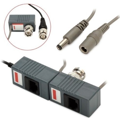 Cámara de circuito cerrado Negro BNC a RJ45 CAT5 CAT6 Cable Video pasivo Audio Balun Transceptor de conector