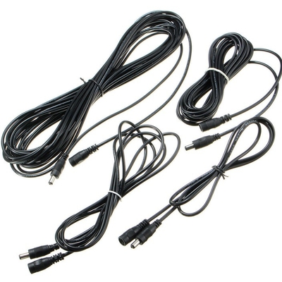 Negro 1/2/5/10M Extensión de la fuente de alimentación Cable DC para cámara de seguridad CCTV 5.5x2.5mm