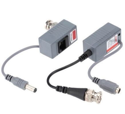 Transmisor de conector pasivo para cámara de circuito cerrado Coax BNC Video Balun HD y Power Black