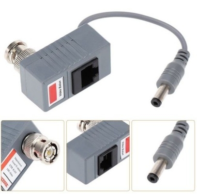 Transmisor de conector pasivo para cámara de circuito cerrado Coax BNC Video Balun HD y Power Black