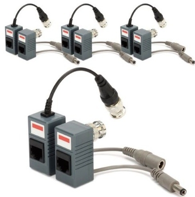 Transmisor de conector pasivo para cámara de circuito cerrado Coax BNC Video Balun HD y Power Black