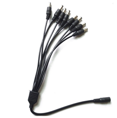12v dc 8 canales de cable de alimentación divisor de 1 mujer a 8 hombres negro CCTV Sistema de seguridad cámara