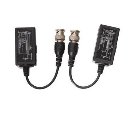 BNC de CCTV negro a RJ45 Video Balun con extensor de potencia de CC a través del cable Ethernet Cat5/6
