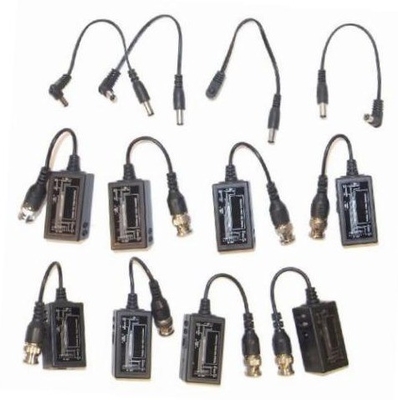 BNC de CCTV negro a RJ45 Video Balun con extensor de potencia de CC a través del cable Ethernet Cat5/6