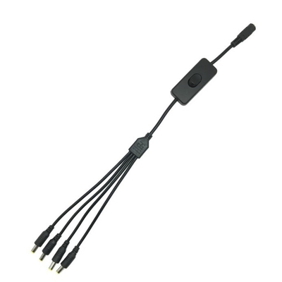 Conductor de cobre de baja tensión 2.1 * 5.5mm cámara de seguridad CCTV cable divisor de energía con interruptor
