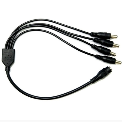 Conductor de cobre de baja tensión 2.1 * 5.5mm cámara de seguridad CCTV cable divisor de energía con interruptor