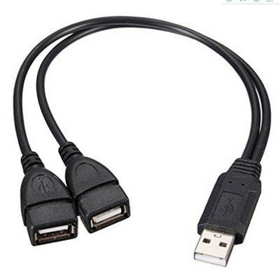 Bajo voltaje USB 2.0 un macho a 2 doble Jack femenino Y splitter Hub Cord-Cable-Ada de energía
