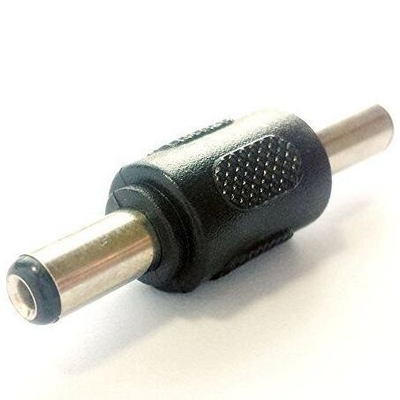 Adaptador de conector de acoplamiento de macho a macho para conector de corriente continua negro Transformador de 5,5x2,1 mm