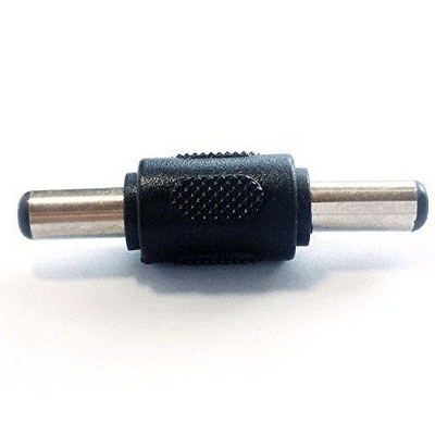 Adaptador de conector de acoplamiento de macho a macho para conector de corriente continua negro Transformador de 5,5x2,1 mm
