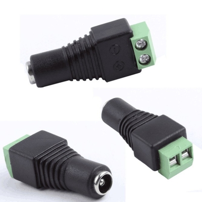Terminal de tornillo de alimentación de CC negro y verde femenino 2.1x5.5mm Jack Adaptador de conector para cable de cámara de CCTV
