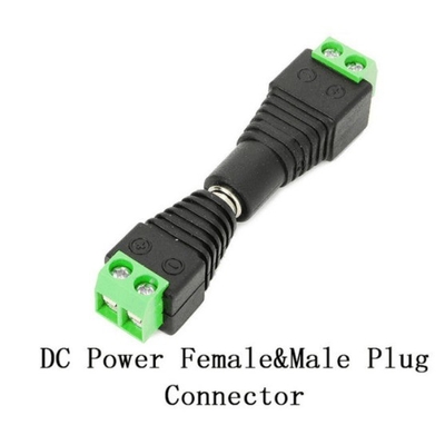 Terminal de tornillo de alimentación de CC negro y verde femenino 2.1x5.5mm Jack Adaptador de conector para cable de cámara de CCTV