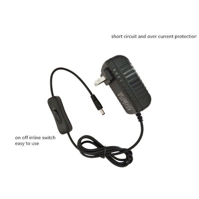 Adaptador de fuente de alimentación LED de 12VDC 12W 24W 1A 2A con enchufe encendido/apagado con enchufe certificada CE AU/US/UK/UE