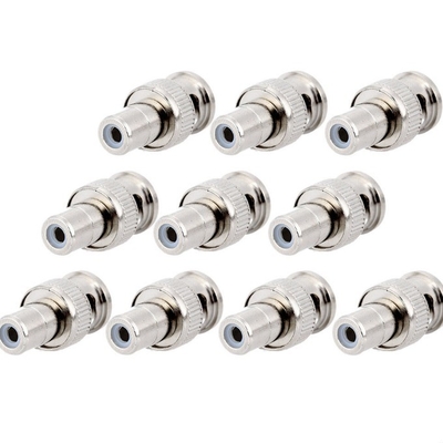 Adaptador de conector coaxial BNC a RCA de hombre a mujer Plata para cámara de vigilancia