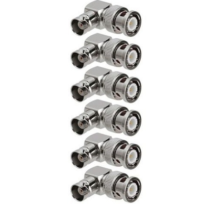 Plug masculino de plata para BNC Jack femenino Adaptador de video de cámara de CCTV con ángulo de 90 grados