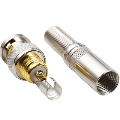 Superior plata BNC conector macho conector adaptador para el cable de audio y video sin soldadura