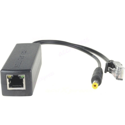 48V a 12V 5V 2.4A Divididor PoE activo para cámara IP CCTV IEEE802.3 Compatible en negro