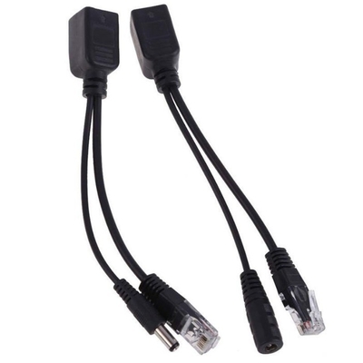 Potencia pasiva negra sobre Ethernet Adaptador Poe Rj45 inyector divisor para -40 °C 60 °C