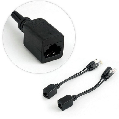 Potencia pasiva negra sobre Ethernet Adaptador Poe Rj45 inyector divisor para -40 °C 60 °C
