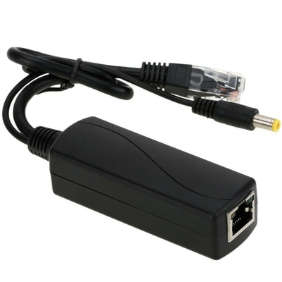 Transmisión de red Adaptador de cable splitter PoE negro IEEE802.3af 12V CC para cámara IP