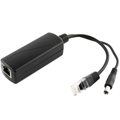 Transmisión de red Adaptador de cable splitter PoE negro IEEE802.3af 12V CC para cámara IP