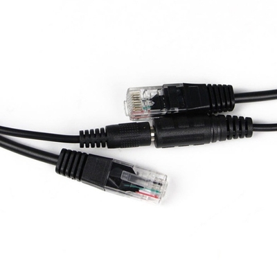 Transmisión de red Adaptador de cable splitter PoE negro IEEE802.3af 12V CC para cámara IP